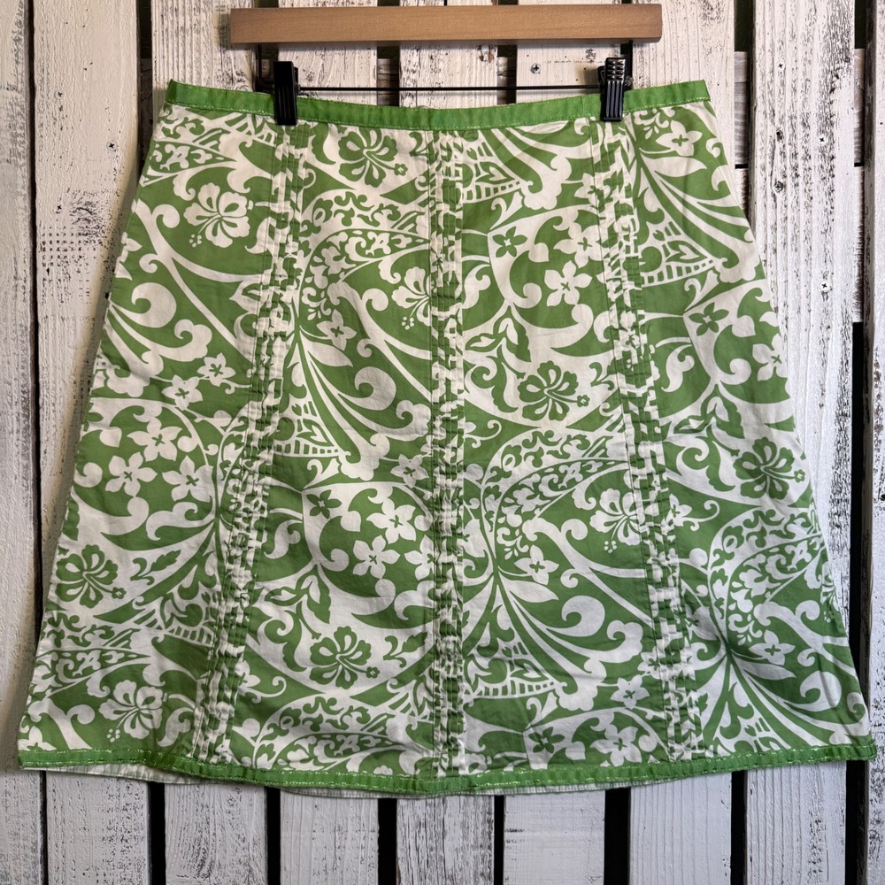 VTG '05 Y2K‎ Old Navy Tropical Floral Skirt Size 14 Green White Whimsical Fairy